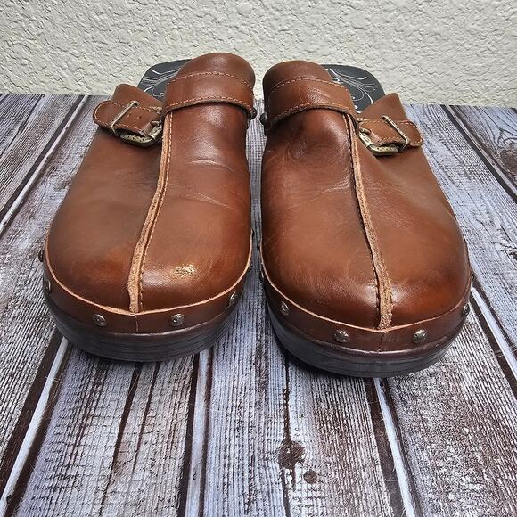 Abeo b.i.o. brown Fay nonslip slip on nursing clogs buckle leather size 9 - Picture 6 of 9